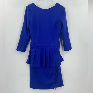 NWT MOSCHINO Boat neck wool crepe peplum dress Blue 40 US 6‎